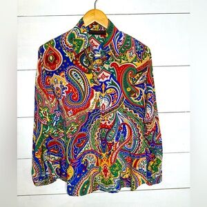 Vintage Jerri Sherman 100% Silk Paisley Shirt | Size 8